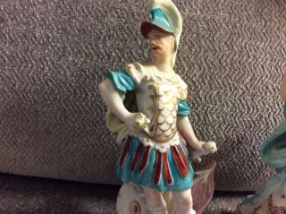 Pretty Antique German Volkstedt ? Porcelain Gladiator Figurines 8