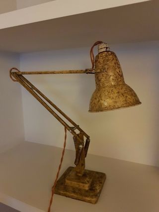 Vintage Anglepoise Lamp 2 Step Base Rolled Shade Mottled Paint