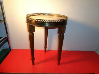 Rare Vintage Louis Xvi Pedestal Table With Marble Top 3 Legs & Bronze Sides (18 "