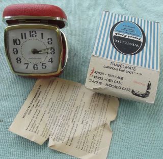 Vintage Westclox 42030 Red Case Travel Alarm Clock Made In Usa
