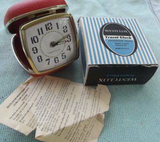 Vintage WESTCLOX 42030 Red Case Travel Alarm Clock Made in USA 2