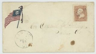 Mr Fancy Cancel 65 Civil War Patriotic Flag With Shield & Pine Trees Very Rare