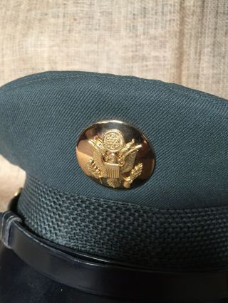 Military Issue Vintage US Army Green Dress Uniform Wool Visor Cap Hat 6 - 7/8 2