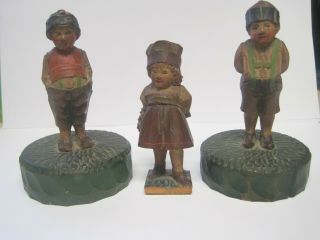 Antique Miniature Swiss Black Forest Wood Carving Brienz Hand Carved Figures