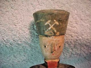 candle holder antique folk art wooden in form of soldier/whirligig,  great paint 2