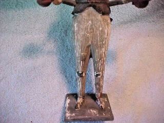 candle holder antique folk art wooden in form of soldier/whirligig,  great paint 4