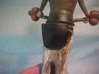 candle holder antique folk art wooden in form of soldier/whirligig,  great paint 6