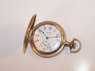 1907 Waltham 0s 7 Jewel No.  161 Gold Filled Ornate Hunter Case Pocket Watch