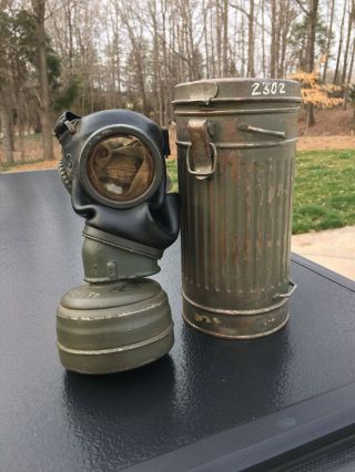 Wwii German Gas Mask And Canister