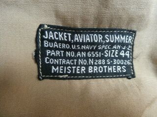 usn cloth flight jacket pilot summer AN6551 G1 rare 7