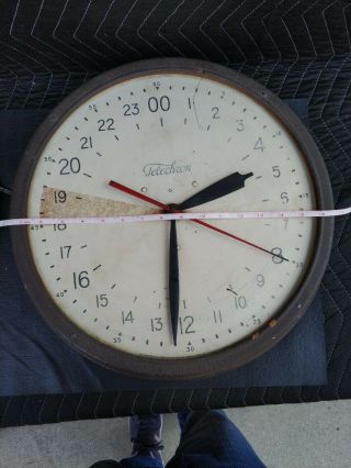 Vintage 24Hr Military Time Large Warren Telechron Wall Clock - 17 