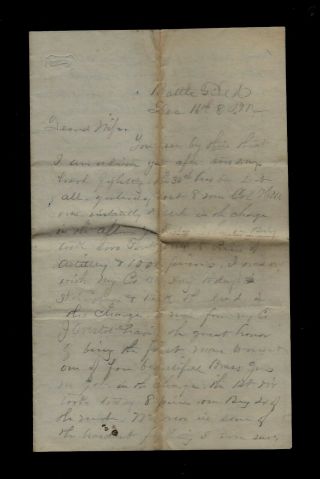 35th Iowa Infantry Civil War Letter - Battle Of Nashville & Muster Document