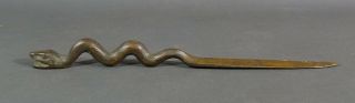 Arts & Crafts German Ferdinand von Miller Bronze Snake Letter Opener Paper Knife 2