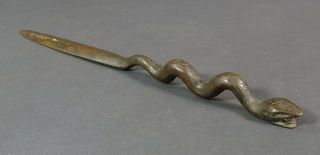 Arts & Crafts German Ferdinand von Miller Bronze Snake Letter Opener Paper Knife 3