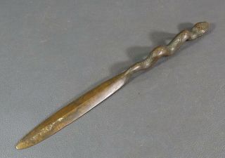 Arts & Crafts German Ferdinand von Miller Bronze Snake Letter Opener Paper Knife 5