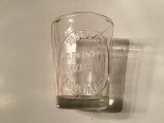 1800’s Antique Medicine Cup Measuring Glass,  Worlds Dispensary Medical Assoc.