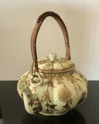 Antique/Vintage Teapot Gold Hand Painted Flowers 2