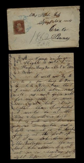 111th Pennsylvania Infantry Civil War Letter Near Harper 