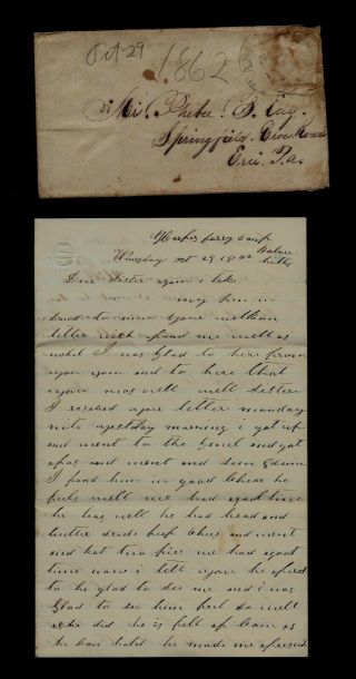 64th York Infantry Civil War Letter From Camp At Harper 