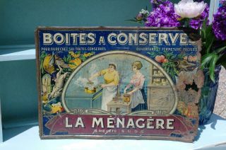 Antique French Metal Shop Advertising Sign 1920 