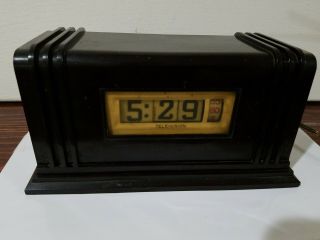 Vintage Electric Clock 1950s Tele - Vision Clock Corp Tv Model Flip Number