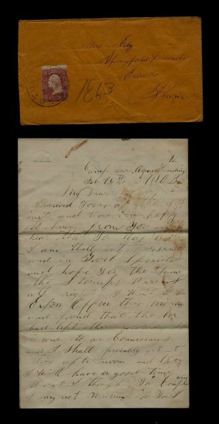 111th Pennsylvania Infantry Civil War Letter Camp Near Aquia Landing,  Va.