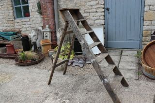 Traditional Vintage Wooden Step - Ladder,  Or Display Plant Stand