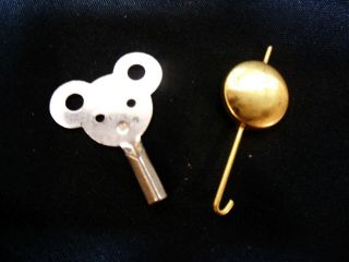 Vintage Japanese Mi - ken Petty Duck Moving Eyes Clock w/Key,  Pendulum & Box 7
