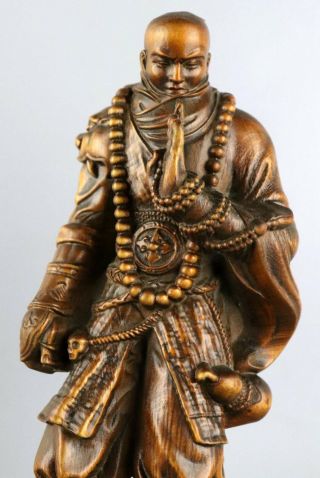 Collect Antique Boxwood Hand Carve Exorcism Wizard Delicate Auspicious Statue 3