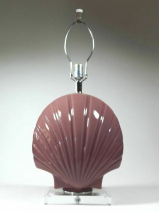 Vintage Ceramic Shell Table Lamp Acrylic Lucite Ceramic