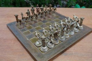 Vintage Mid Century Manopolus Chess Set Greek Mythology Metal Sculptures 1970 ' s 5