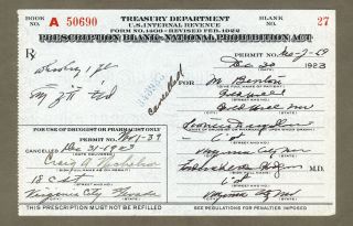 Virginia City 1923 Pint Whiskey Prescription Gold Hill Nevada Doctor Prohibition