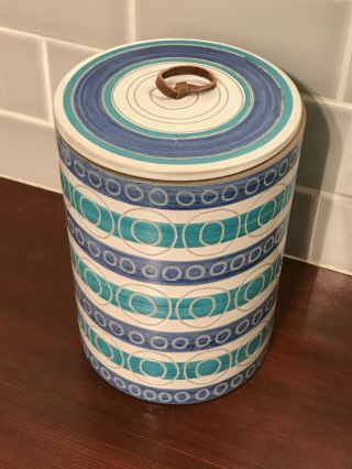 Jonathan Adler Hand Painted Mid Century Style Ceramic Cookie Jar / Canister.