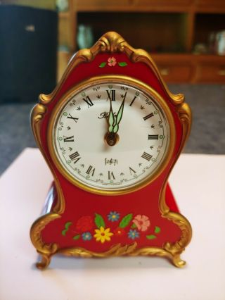 Vintage Bucherer Musical Flower Wind - Up Alarm Clock Lador Switzerland