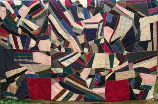 Vintage Large Crazy Tie Quilt 78 " X 88 " Heavy