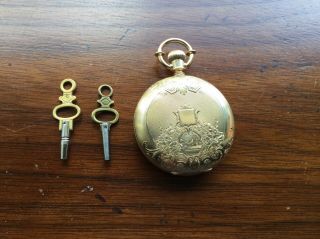 Antique 1875 Elgin Hunter Pocket Watch 18k Solid Gold Key Wind
