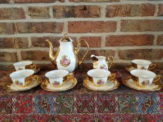 Vintage Bavaria Coffee Set Gold Plated And Hand Made (5 Persons)