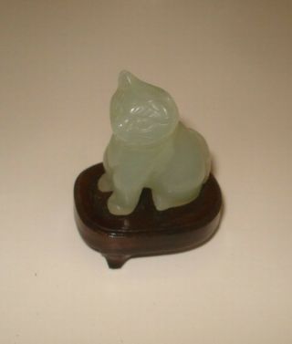 Vintage Carved Cat Figurine Serpentine Jade