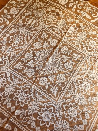 Antique Hand Darned Net Table Cloth - “roses”