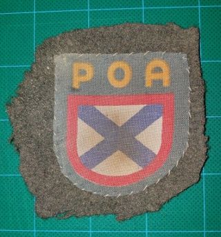 Ww2 German Poa Sleeve Shield Insignia Patch Cut Off On Tunic Volunteer Russian