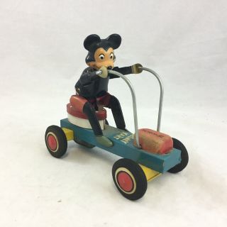 Marx Japan Walt Disney Kart Mickey Mouse Hand Car Friction Tin Toy