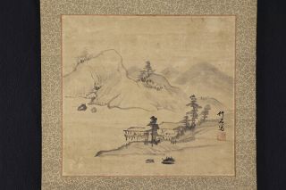 Japanese Hanging Scroll Art Painting Sansui Landscape Asian Antique E7568