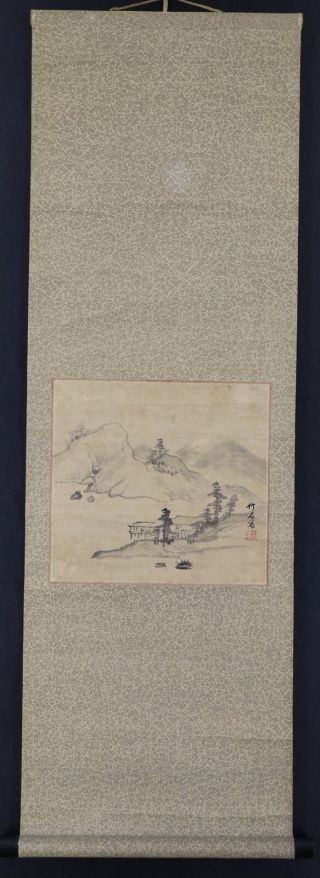 JAPANESE HANGING SCROLL ART Painting Sansui Landscape Asian antique E7568 2