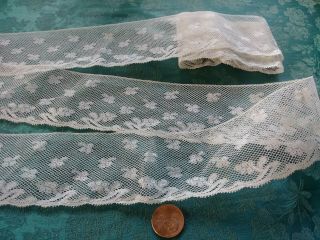 2 " Wide French Antique Lace Val Trim 2 Yards,  17 " Edging Floral