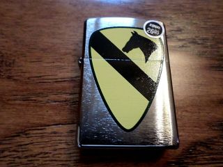 U.  S ARMY 1ST CAVALRY BRUSHED CHROME ZIPPO LIGHTER U.  S MILITARY U.  S A MADE 4