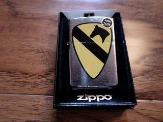 U.  S ARMY 1ST CAVALRY BRUSHED CHROME ZIPPO LIGHTER U.  S MILITARY U.  S A MADE 5