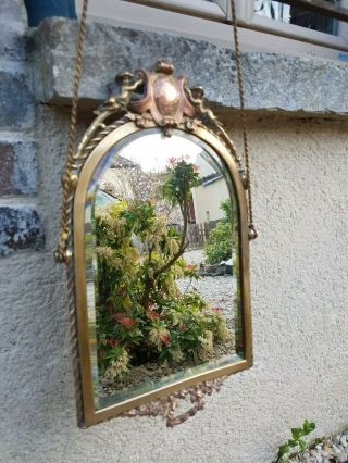 Antique French,  wall mirror,  bronze,  copper,  louis 16,  coat of arms,  putti,  19th 3