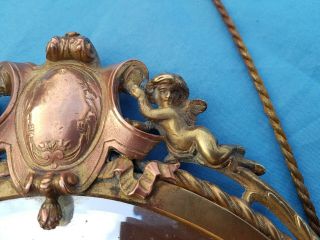 Antique French,  wall mirror,  bronze,  copper,  louis 16,  coat of arms,  putti,  19th 8
