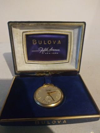 Bulova Pocket Watch,  10k Rolled Gold,  17 Jewels,  Swiss Movement,  Serial X725490