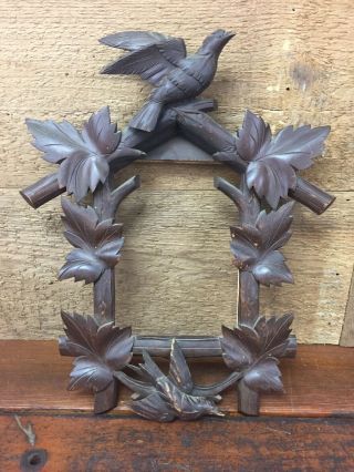 Vintage Large Black Forest Germany Hand Carved Cuckoo Front Frame - Flying Birds